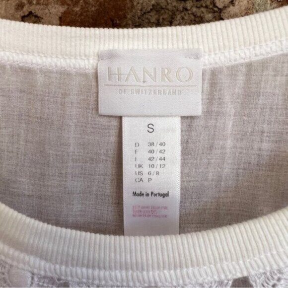HANRO of Switzerland   BNWOT Delicate Cotton  Top Blouse with lace trim S - Picture 6 of 8